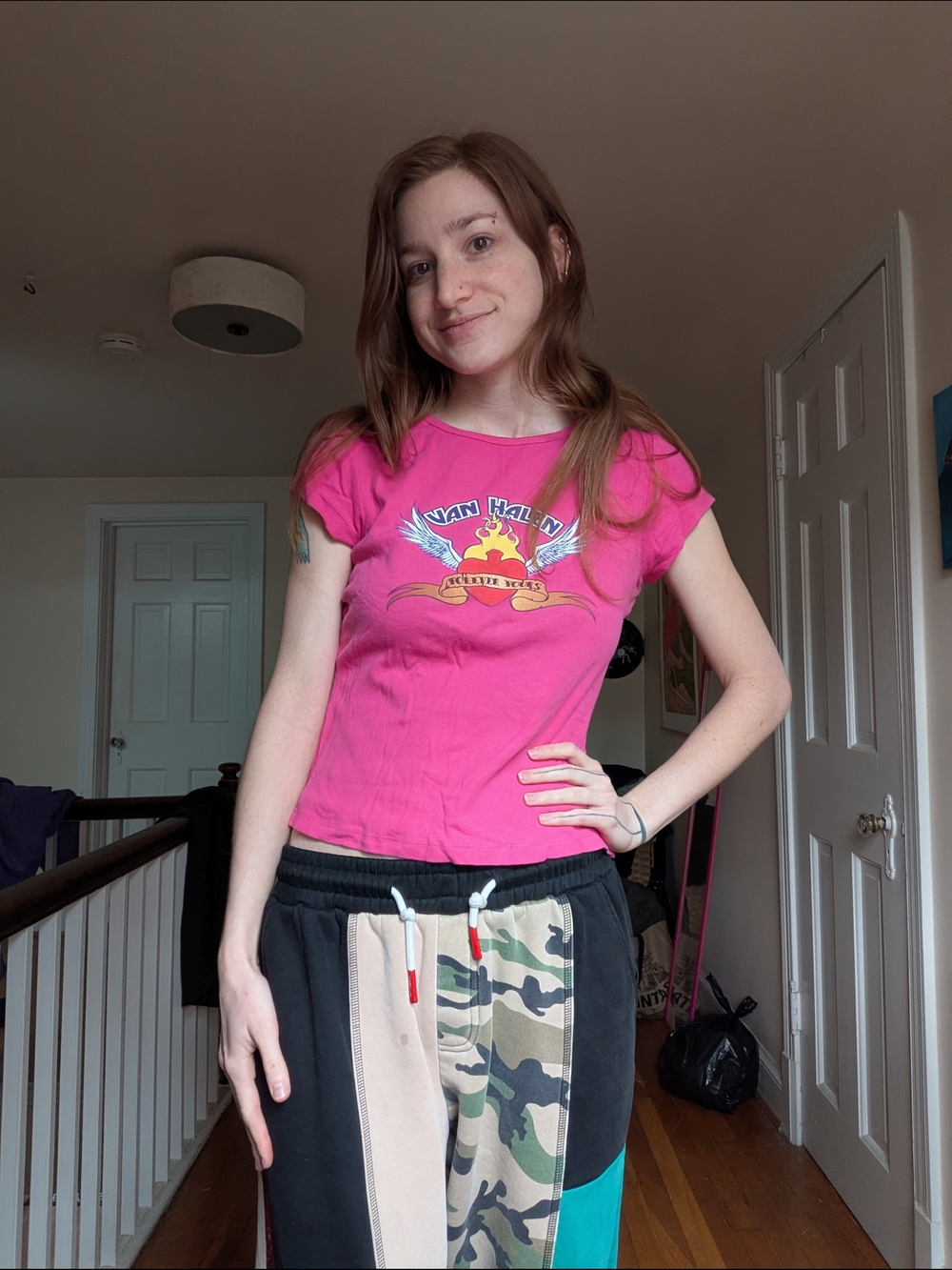Y2K Pink Van Halen Baby Tee